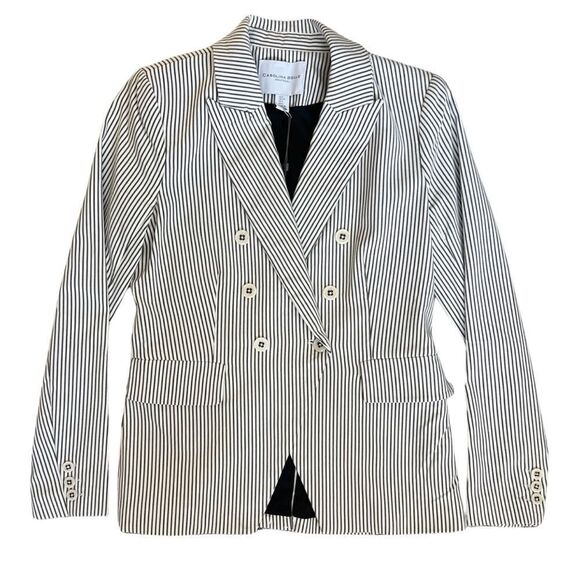 New Carolina Belle Neutral Pinstripe Blazer Jacket Academia Seersucker- Small - Picture 1 of 13